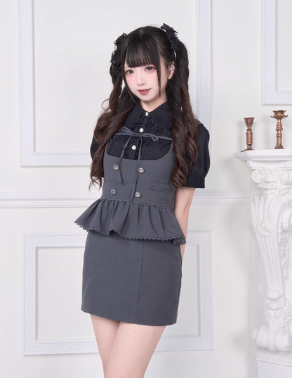 [pre-order] Lace Ribbon Shirt + Sass Dress 2way Sweet & Spicy