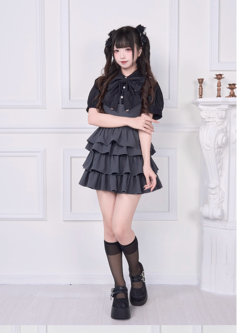 [pre-order] Lace Ribbon Shirt + Sass Dress 2way Sweet & Spicy
