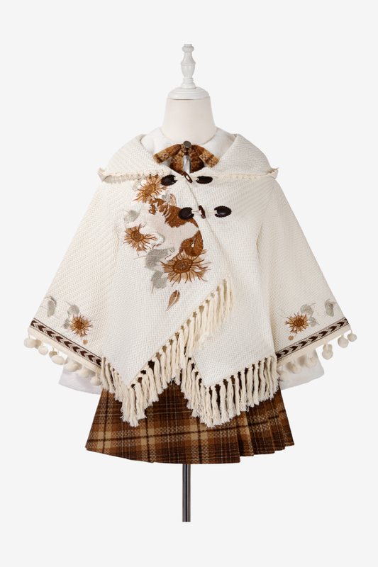 Retro Design Cape + Checkered Skirt + Shirt