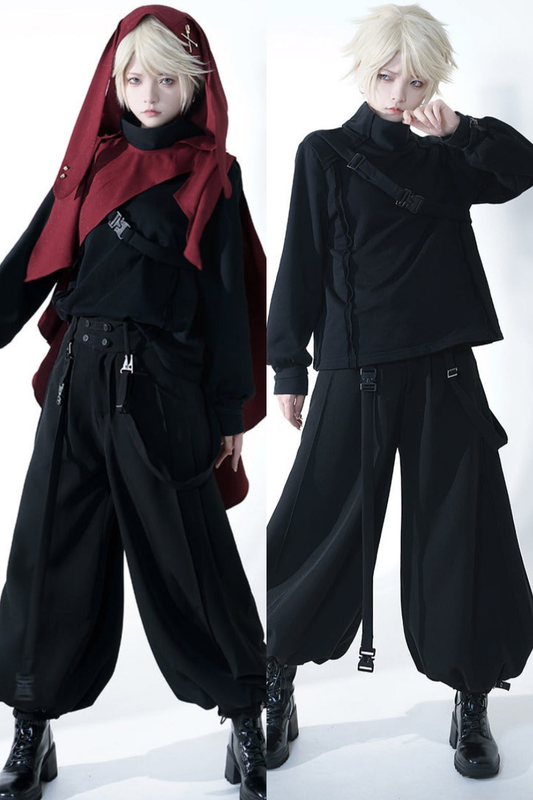 Dark Cool Jacket + Capri Pants + Hooded Scarf