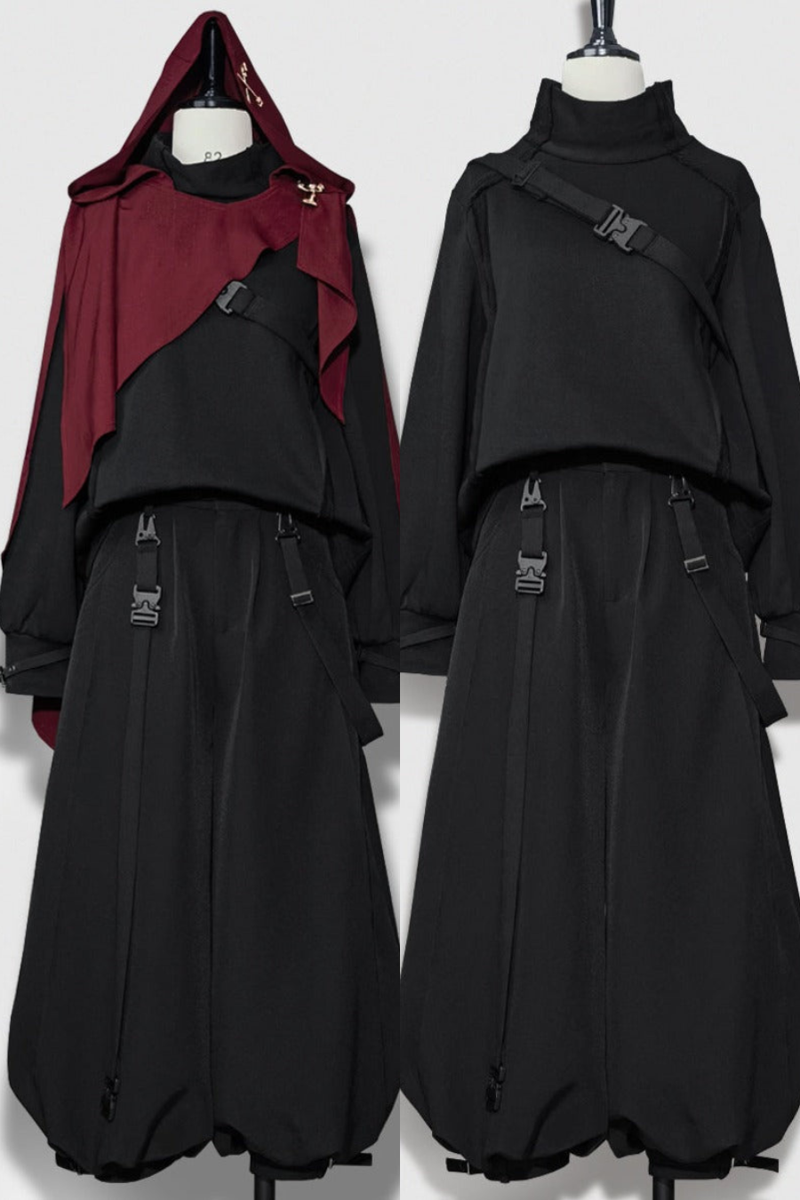 Dark Cool Jacket + Capri Pants + Hooded Scarf