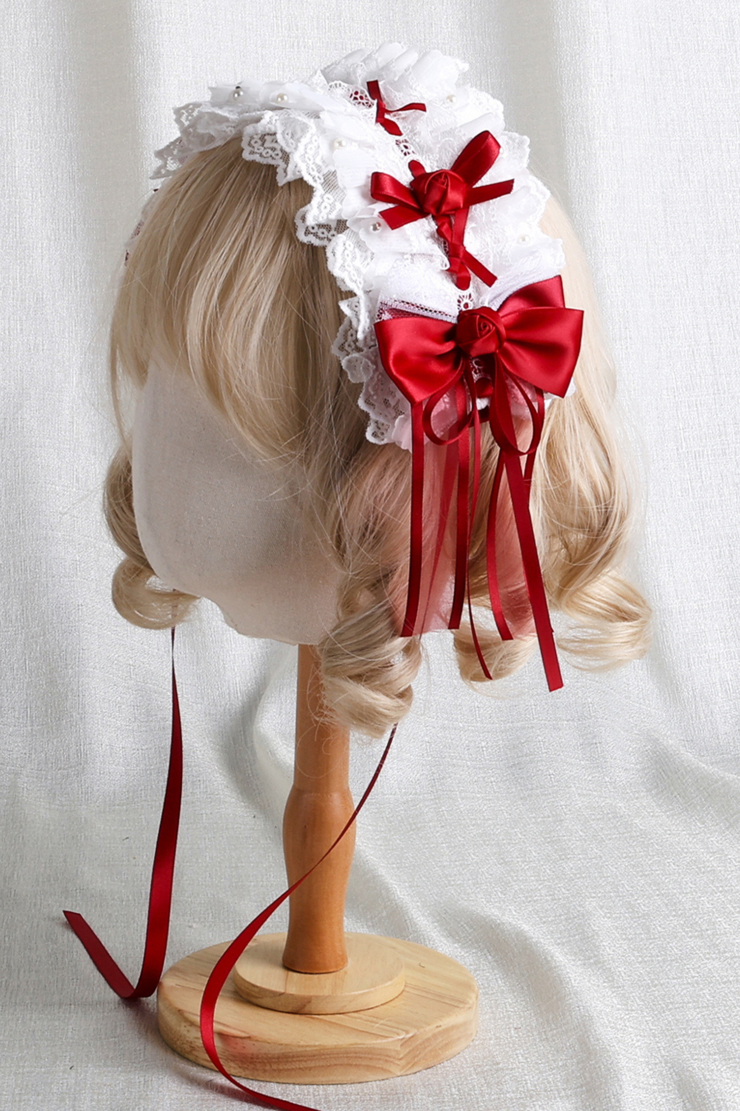 Rose Lace Lolita Bonnet + Hat + Hairband + Clip Hat + Crown