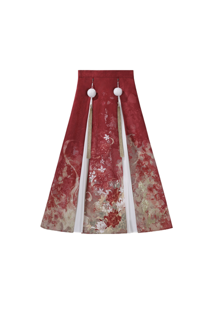 Retro Chinese-style Shawl + Tops + Skirt