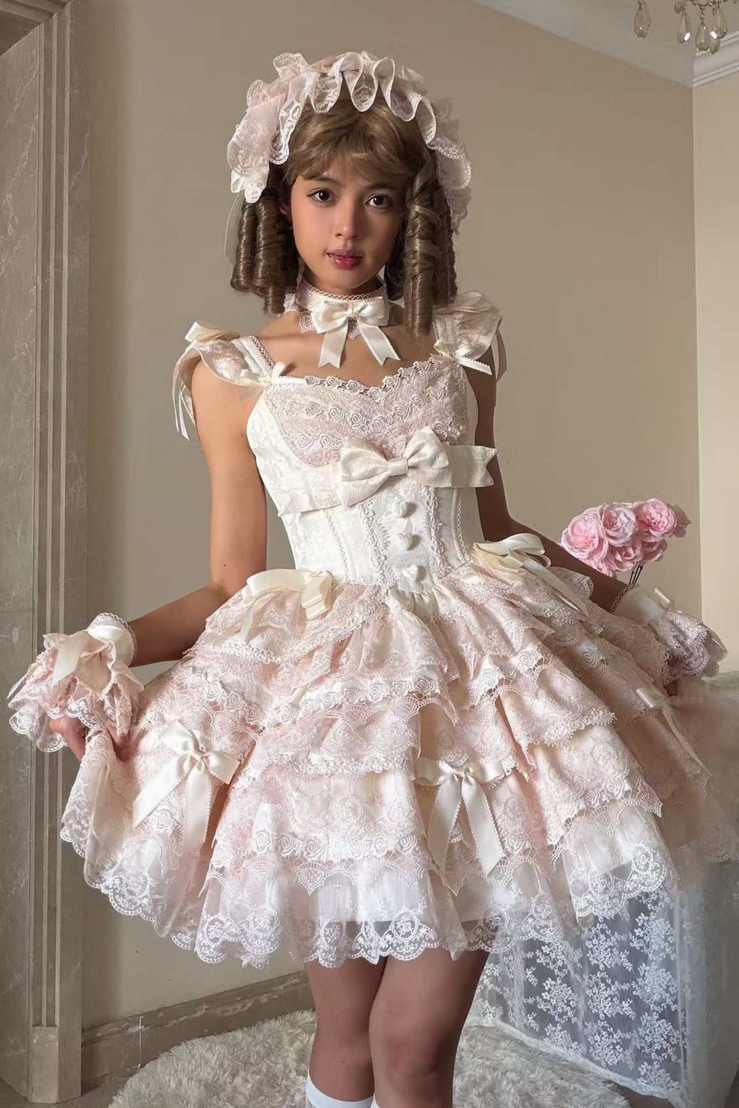 [pre-order] Princess Ballet Tiered Lolita Dress + Headband + Necklace + Sleeves + Tail