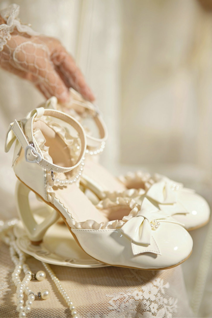 Heart Love Lollita Pearl Peach Heels