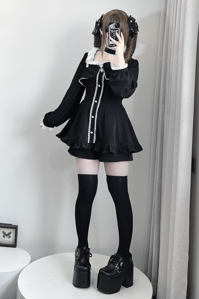 Jirai Flare Fake Two Piece Dress