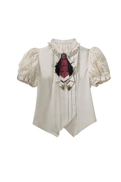 Lolita Puff Sleeve Top + Asymmetrical Skirt + Corset