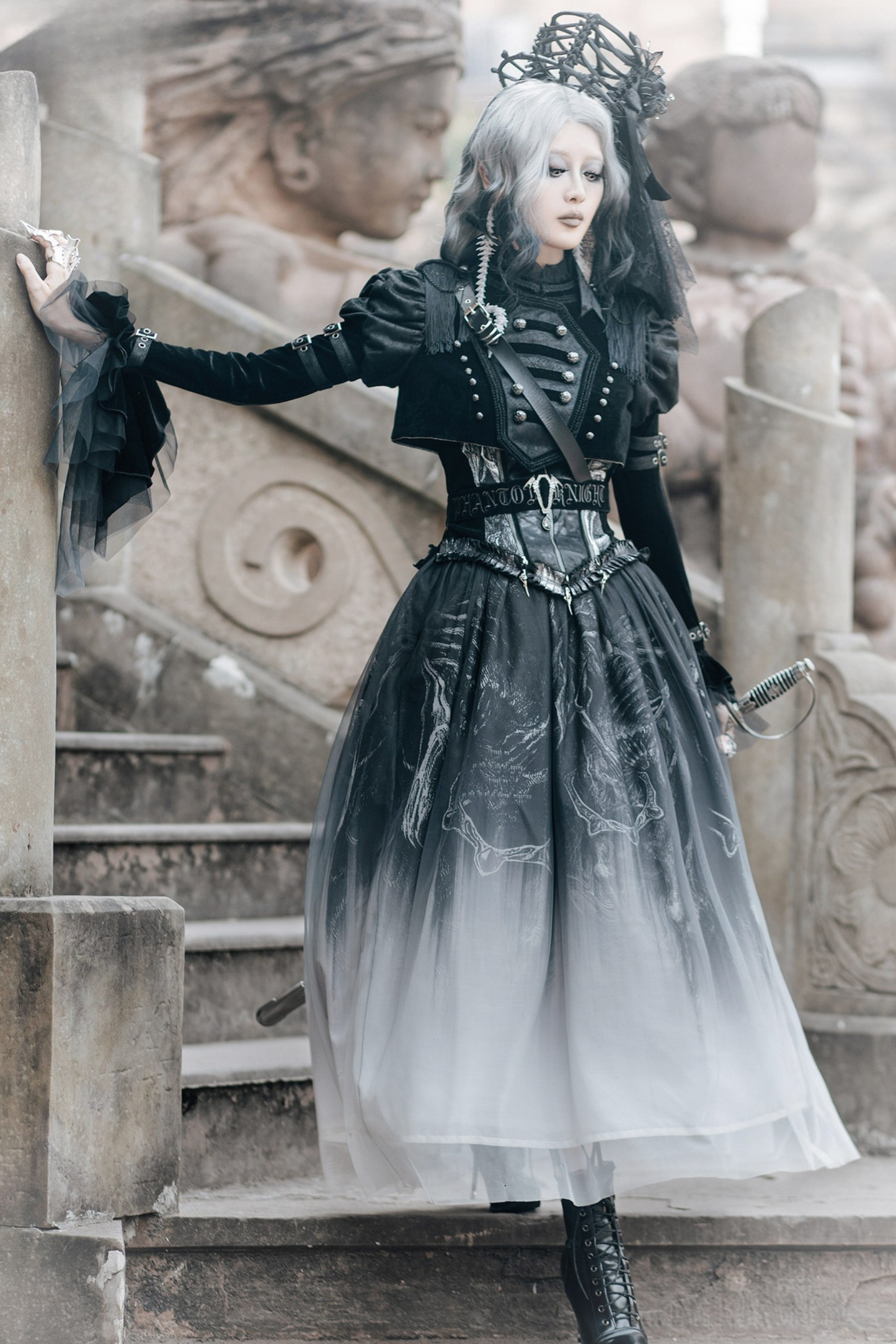 [pre-order Deadline: June 8] Phantom Knight Dark Gothic Military Dress Full Set (jacket + Bustier Top + Skirt)
