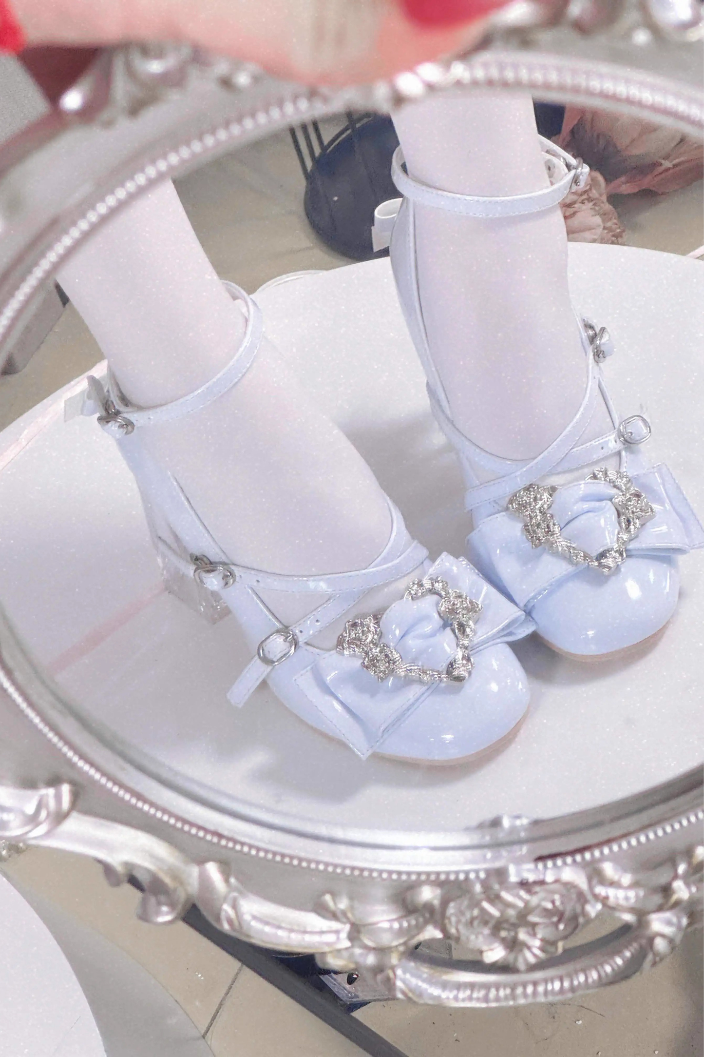 Love Buckle Crystal Heel Shoes
