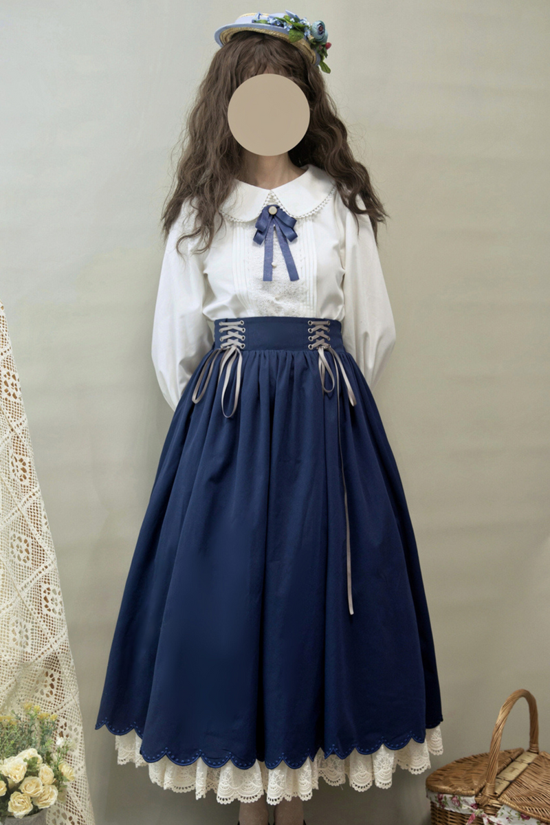 [pre-order] Retro Sweet College Shirt + High Waist Flare Skirt