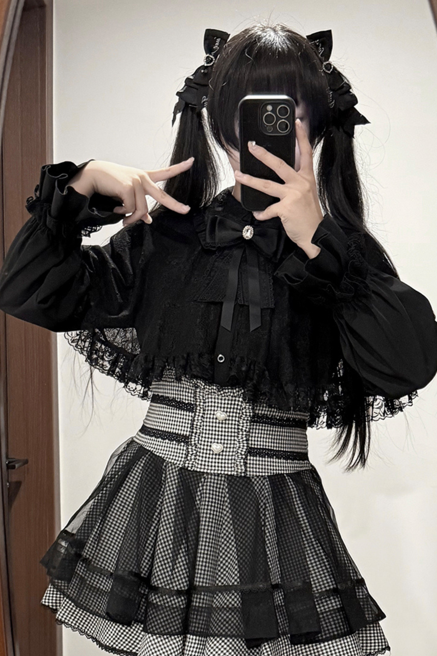 Fur Hooded Mantle + Tops + Skirt