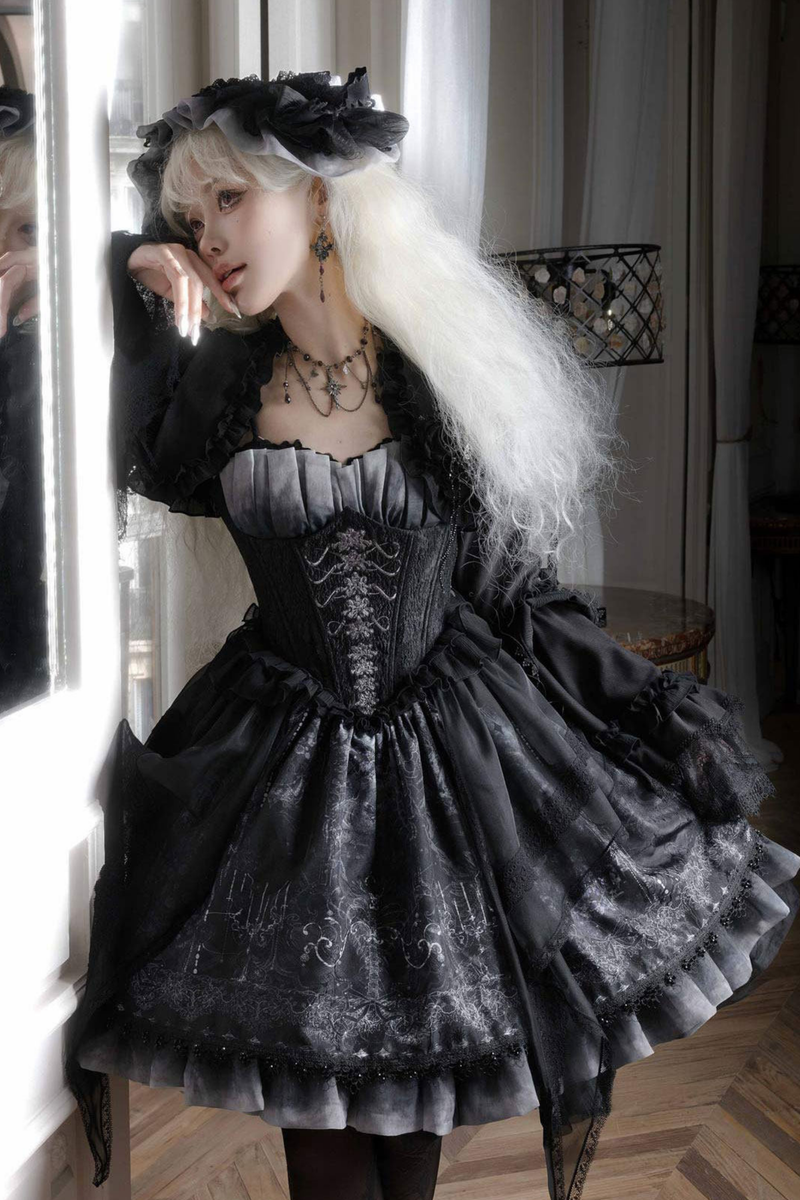 Gothic Lolita Jumper Skirt + Jacket + Skirt + Shirt + Corset + Accessories