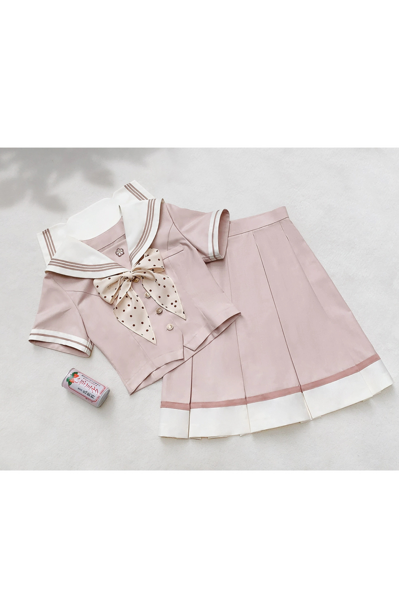 [pre-order] Retro Sweet College Tops + Pleated Skirt