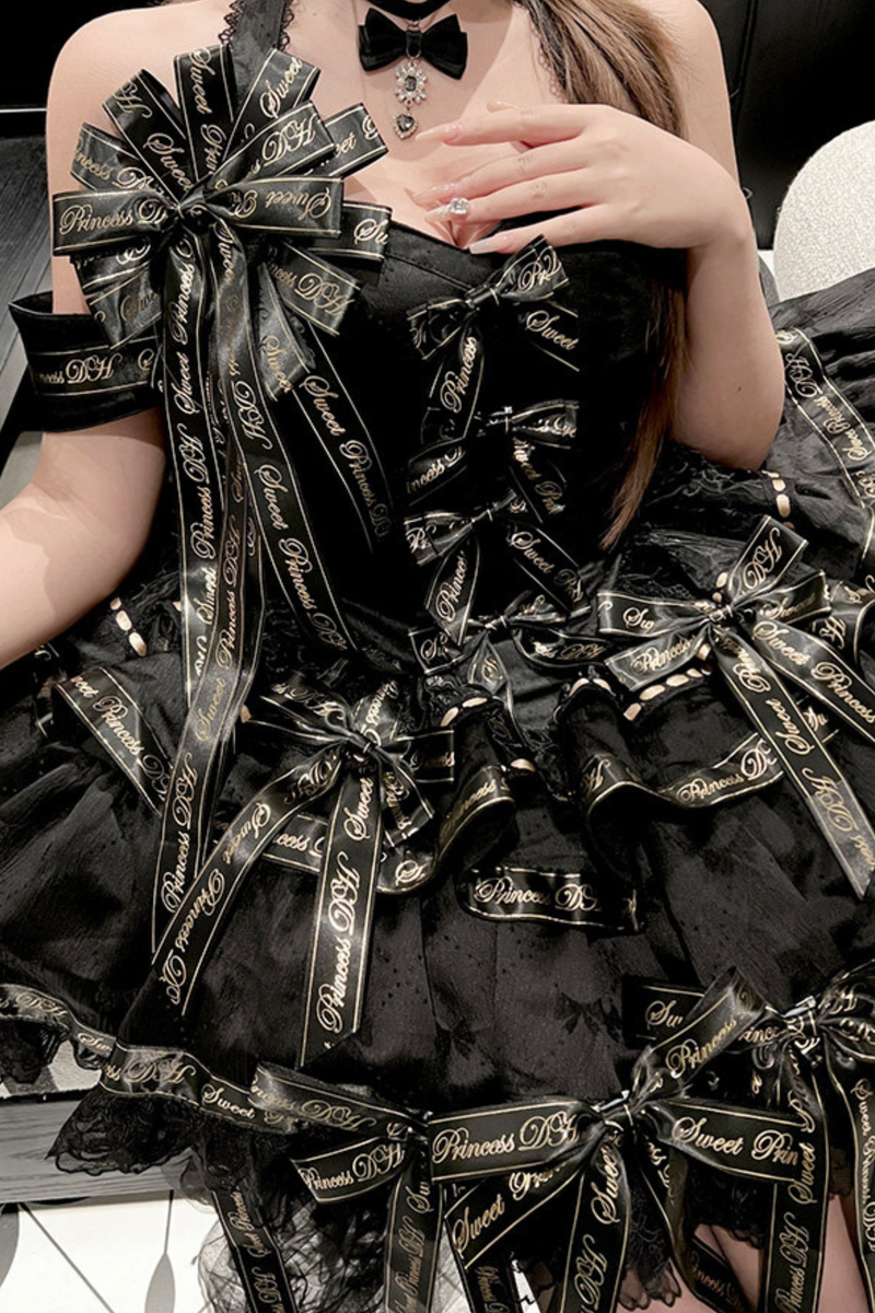 Many Logo Ribbon Princess Dress + Badge + Head Accessory + Tail