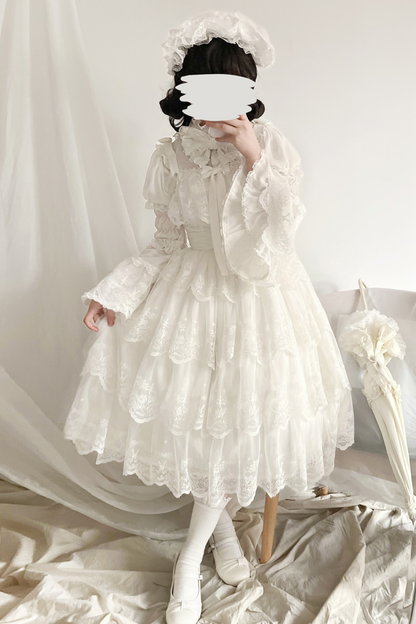 Flower Banquet Princess Sleeve Shirt + Ruffle Lolita Dress