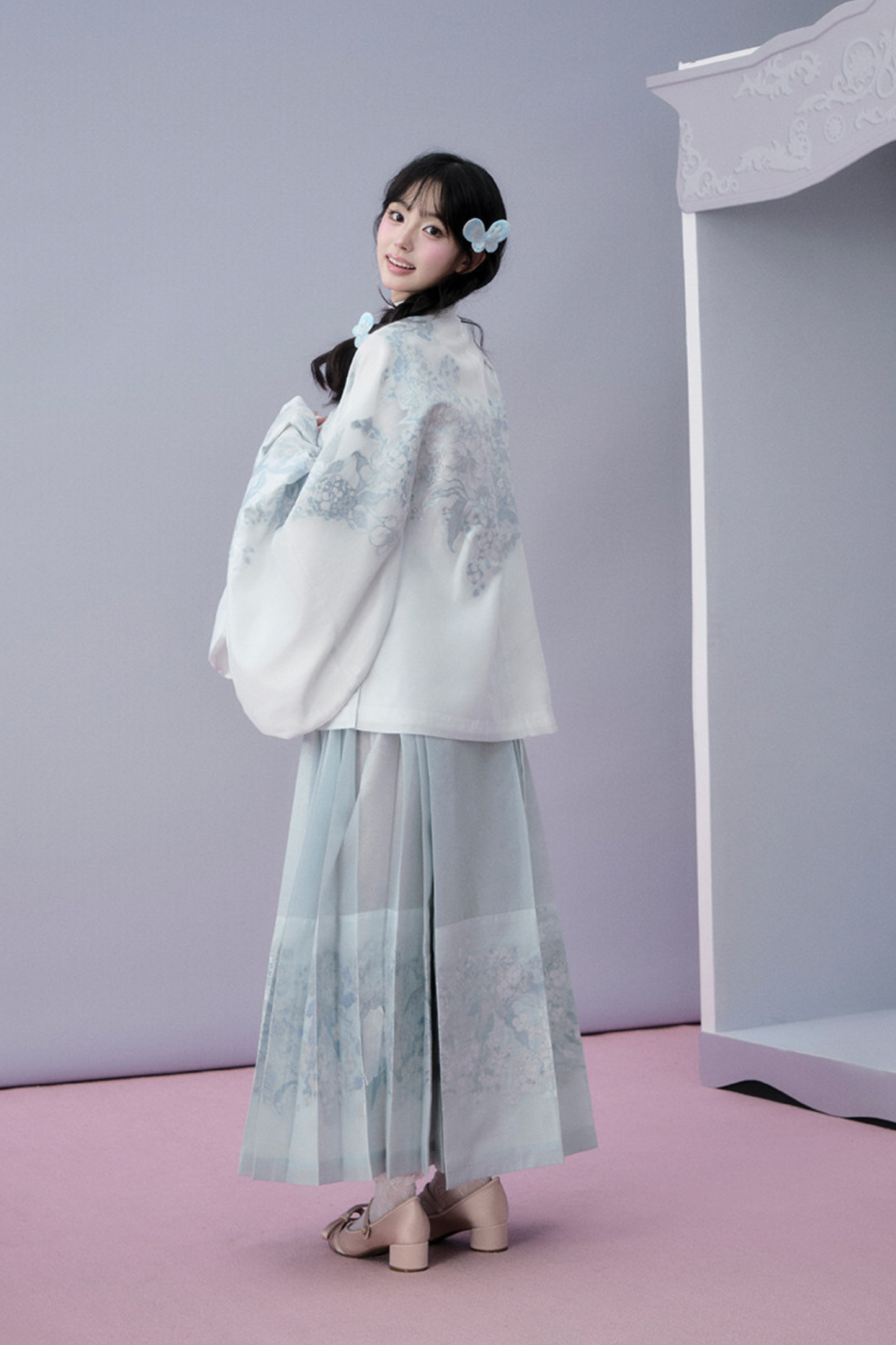 Water Mist Pure Chinese-style Jacket + Skirt + Overskirt