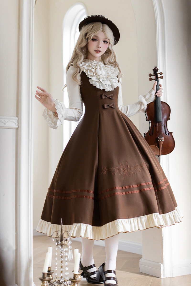 Twin Ruffle Doll Jumperskirt + Top + Ribbon + Hat