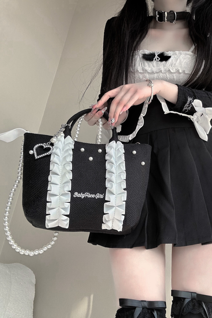 Sweetheart Pearl Ruffle Bag