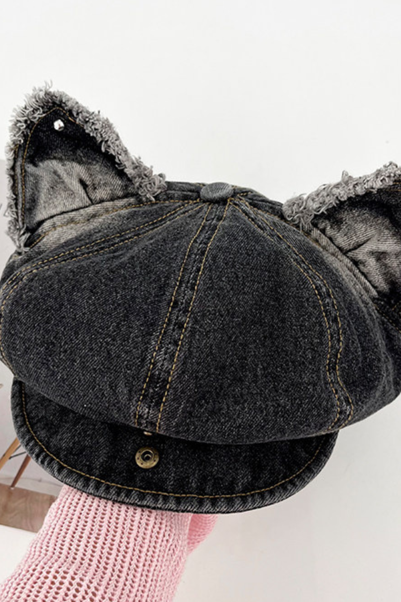 Denim Cat Ear Beret