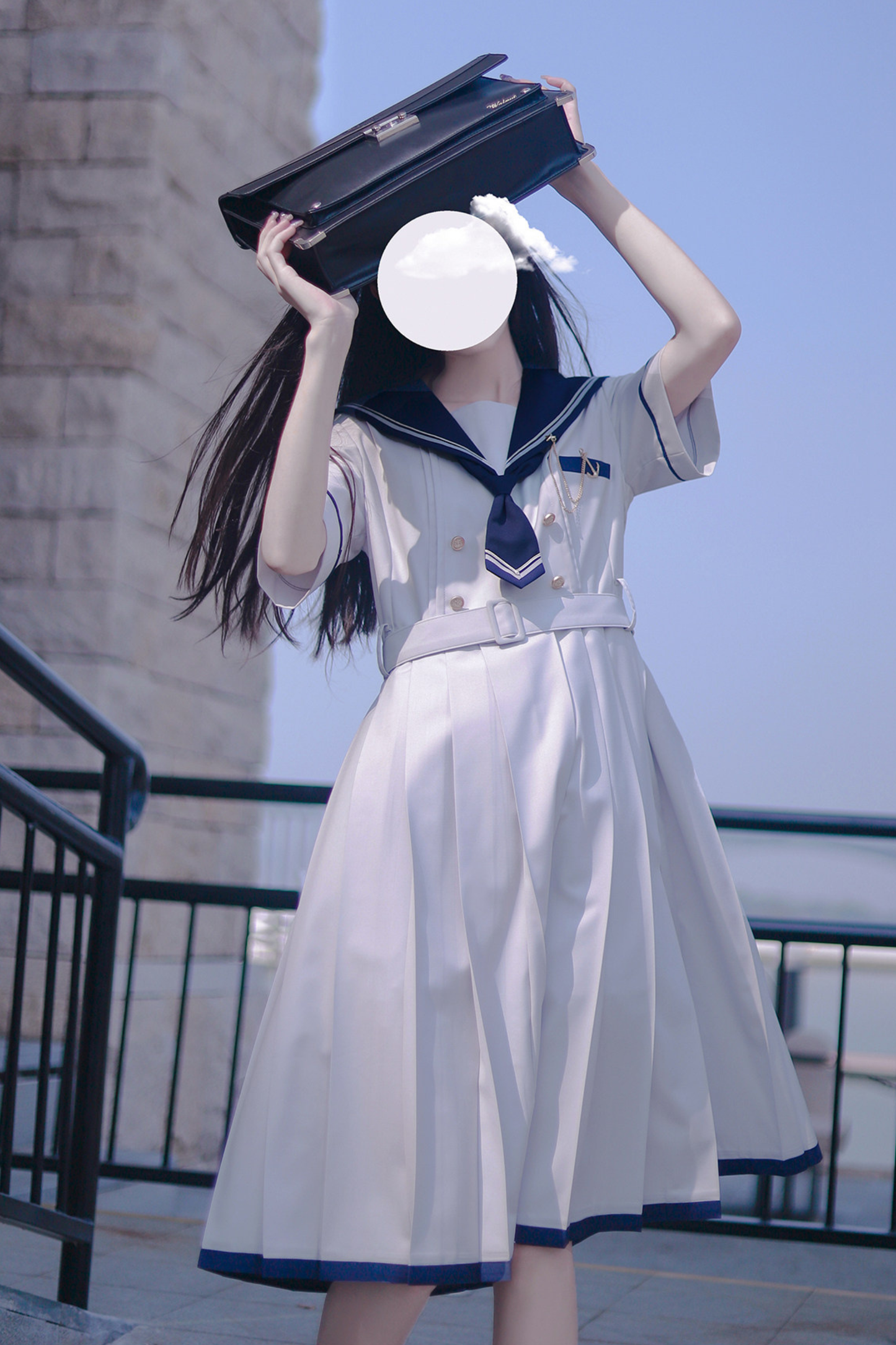 Retro College Sweet Sailor Dress + Tie + Brooch