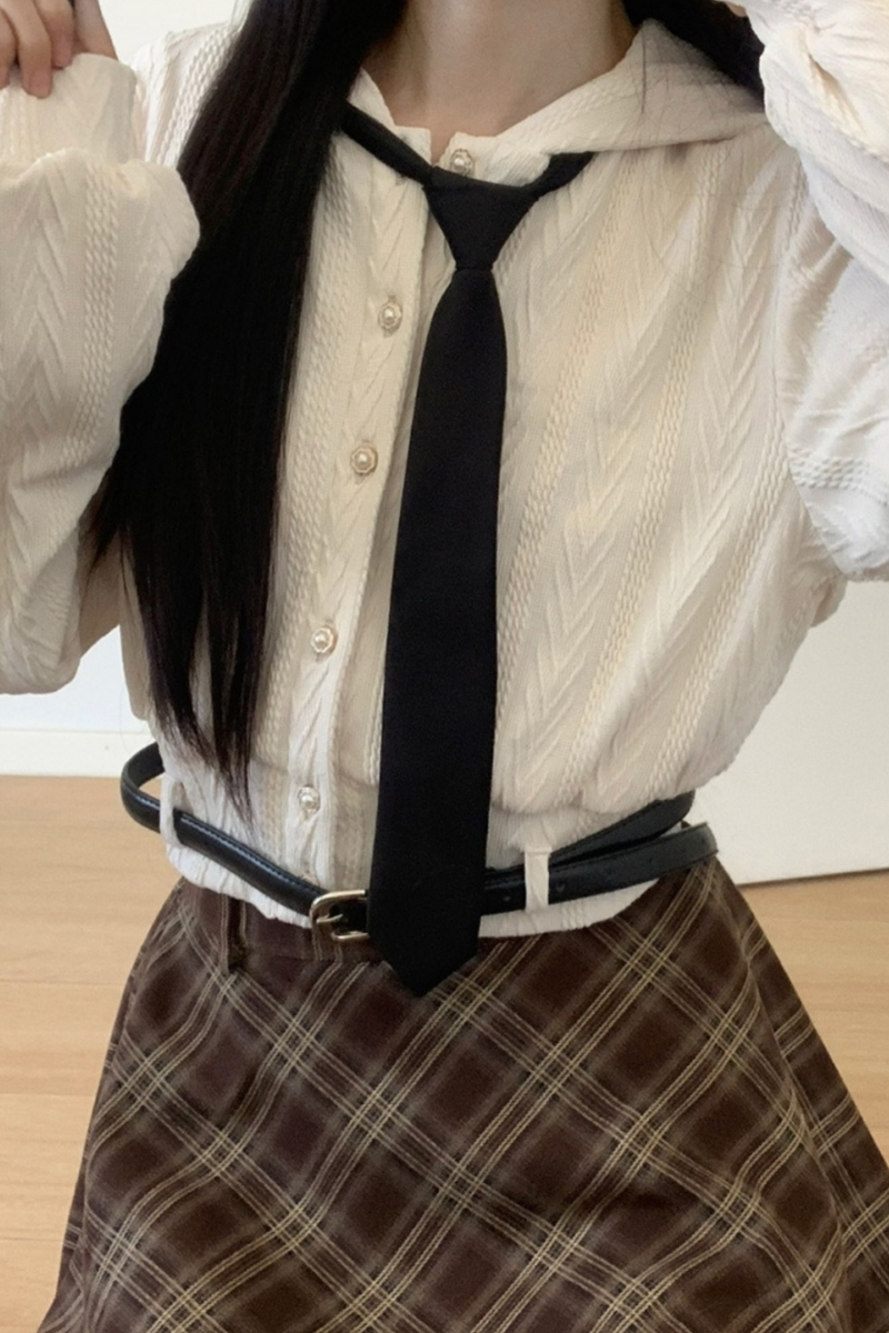 Maple Trench Coat + Hooded Top + Checkered Skirt + Shirt Dress