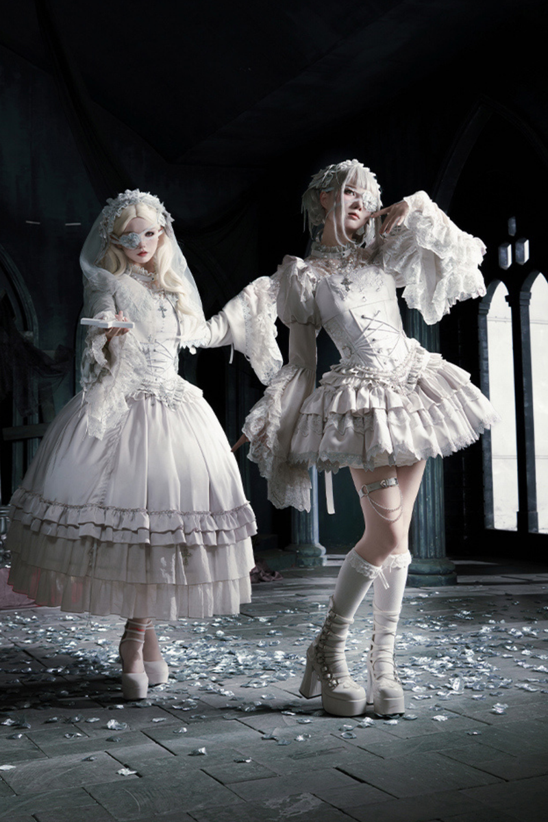Gothic Lolita Skirt + Corset + Veil + Necklace + Waist Chain