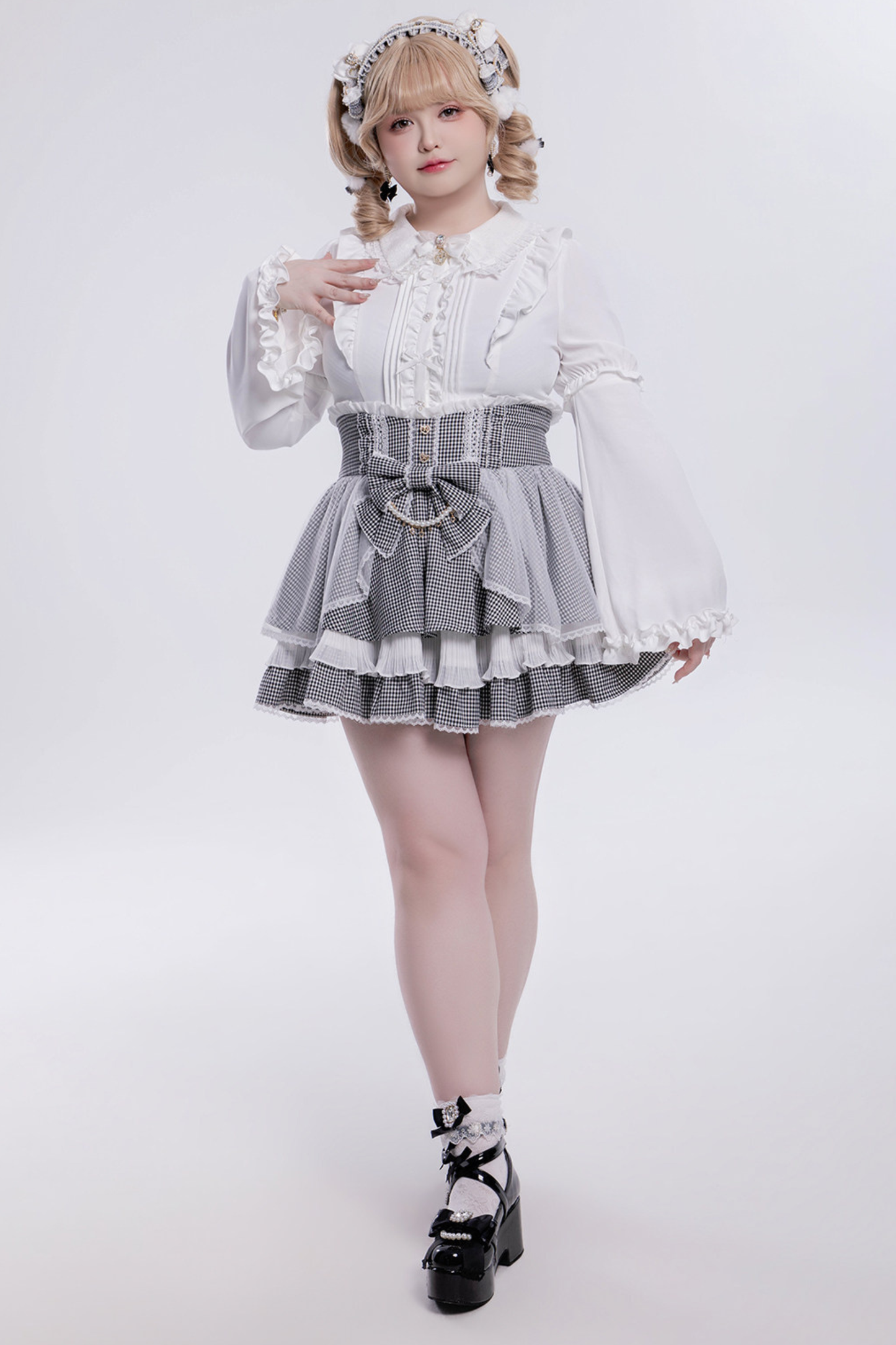 Sweet Ruffled Puff Long Sleeve Blouse