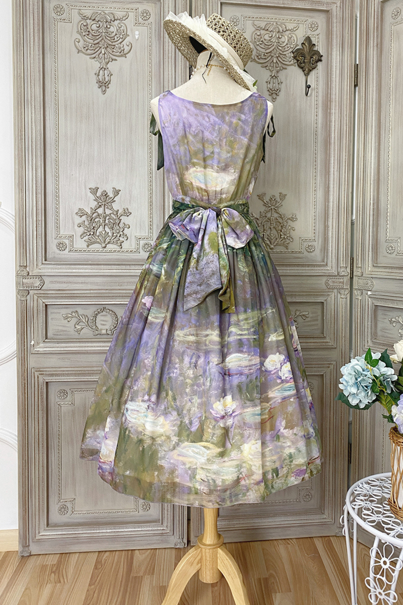Marble Resort Chiffon Print Dress