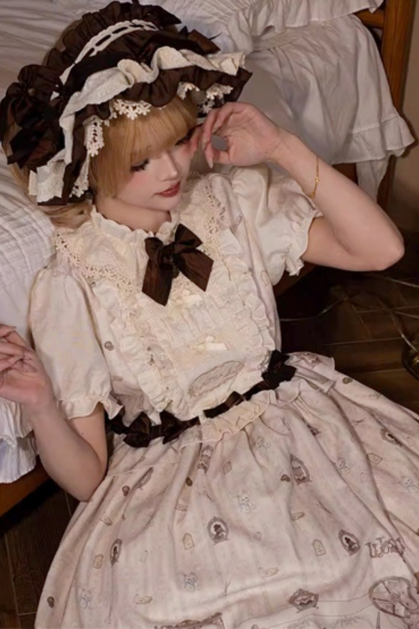 [pre-order Deadline: March 26] Cherry Lolita Dress + Jumper Skirt + Shirt + Bonnet + Headband
