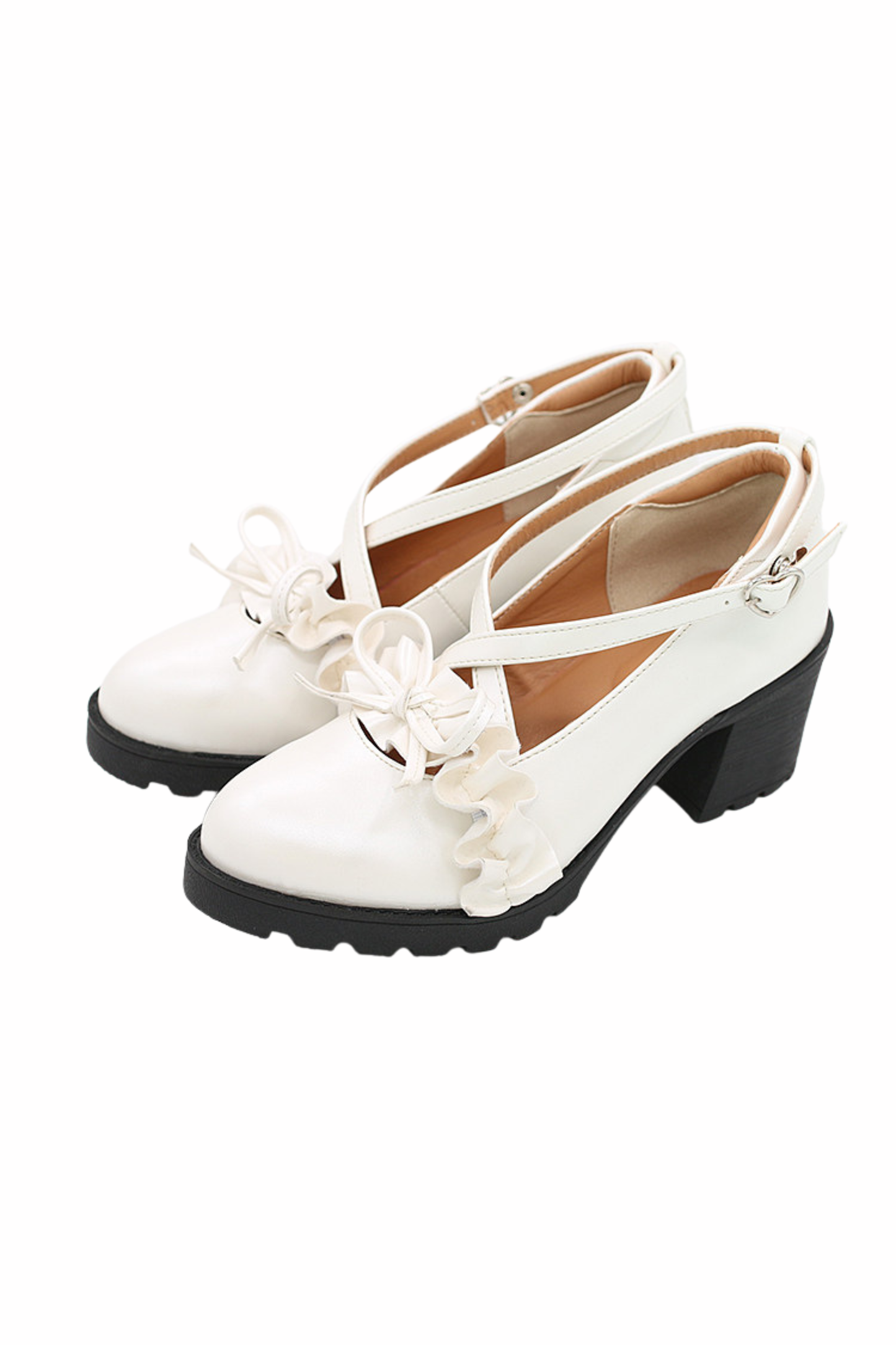 Ruffled Cross Design Lolita Shoes
