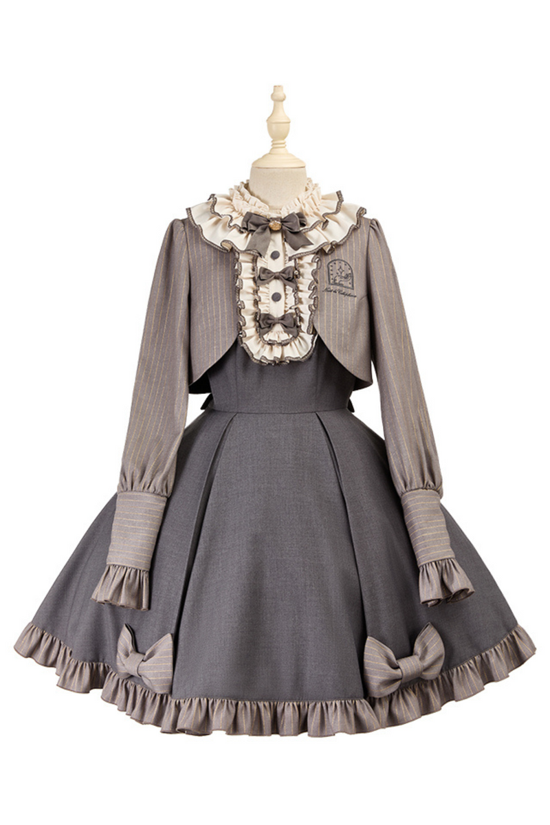 [pre-order] Retro College Lolita Dress + Sweet Ribbon Set
