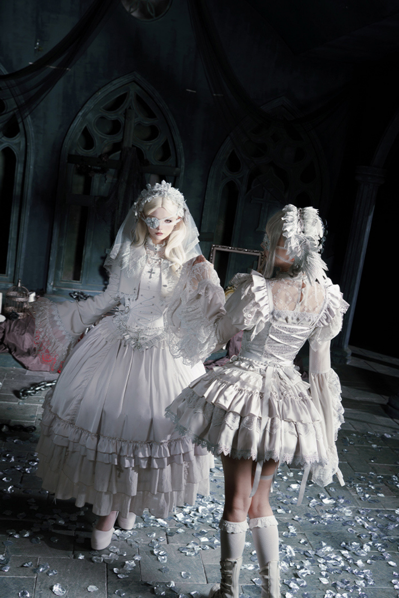 Gothic Lolita Skirt + Corset + Veil + Necklace + Waist Chain