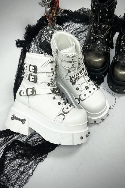 Leather Punk Platform Boots