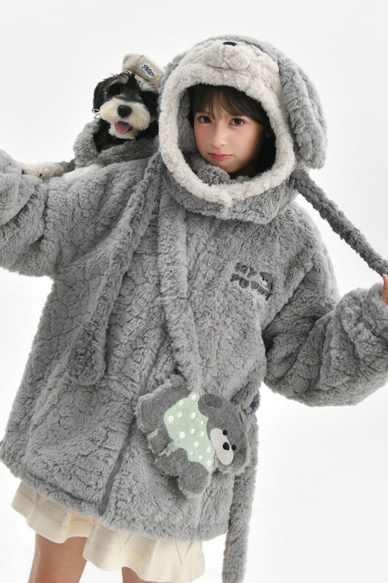Puppy Design Sweatshirt + Gray Bag
