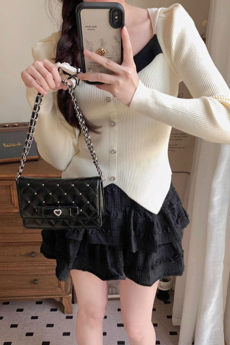 Rhinestone Bow Chain Bag