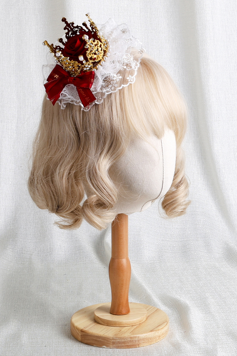 Rose Lace Lolita Bonnet + Hat + Hairband + Clip Hat + Crown