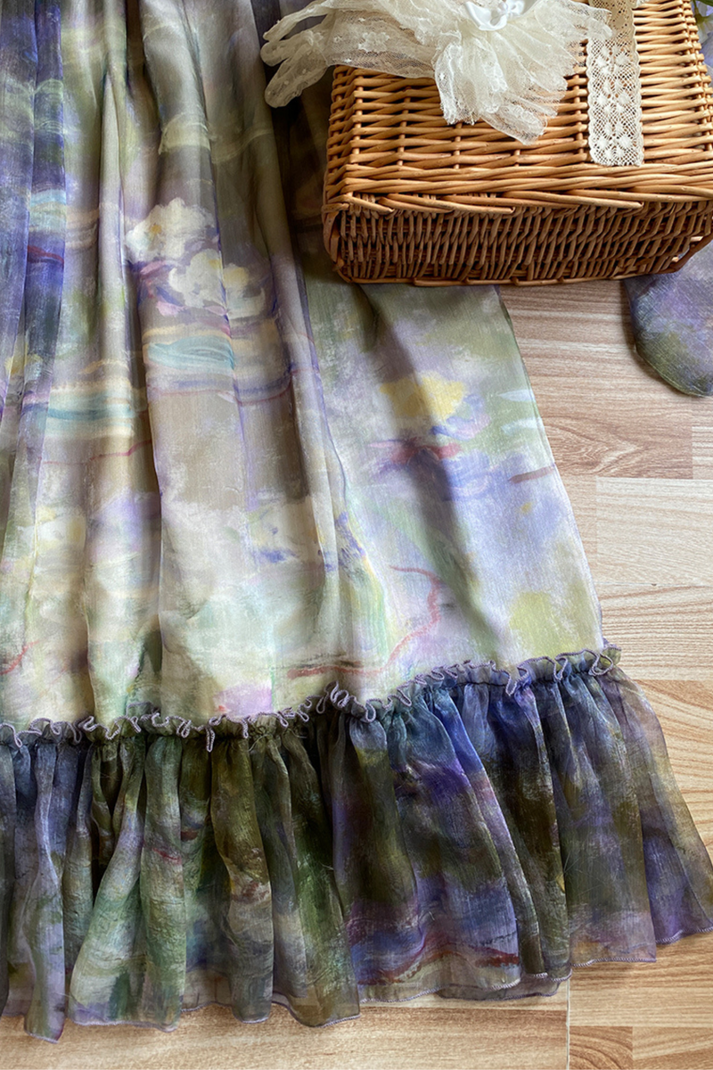 Marble Art High Waist Mark Lolita Dress