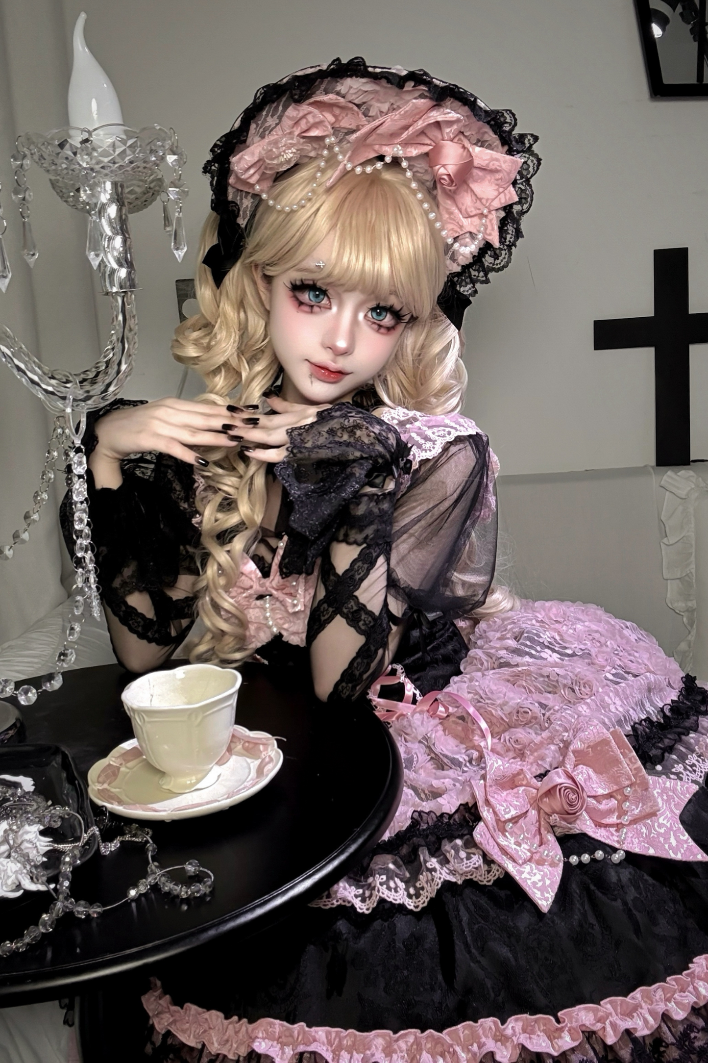 Rose Ruffle Princess Jumper Skirt + Bag Ribbon + Bonnet