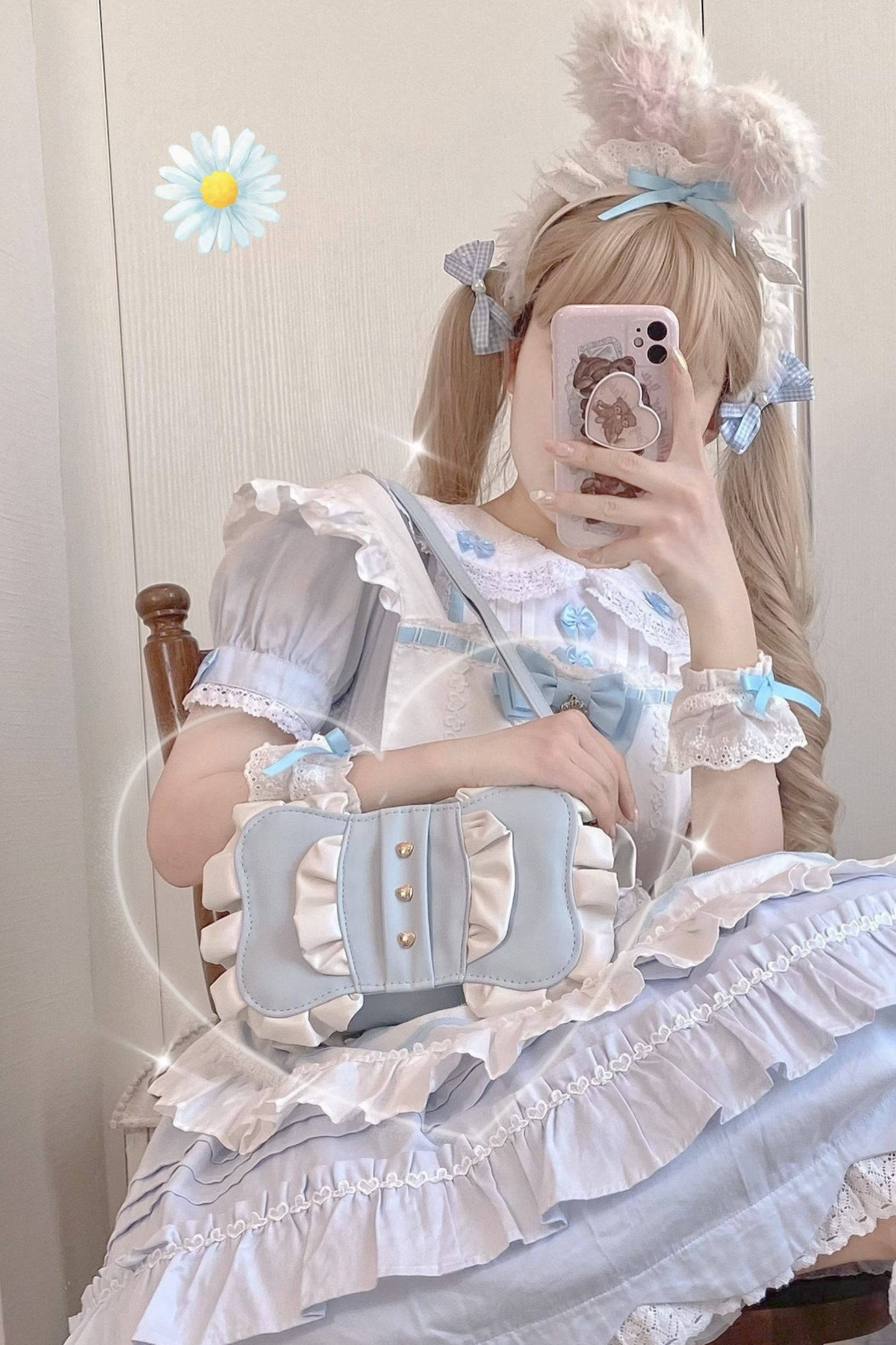 Cream Ribbon Mini Crossbody Bag