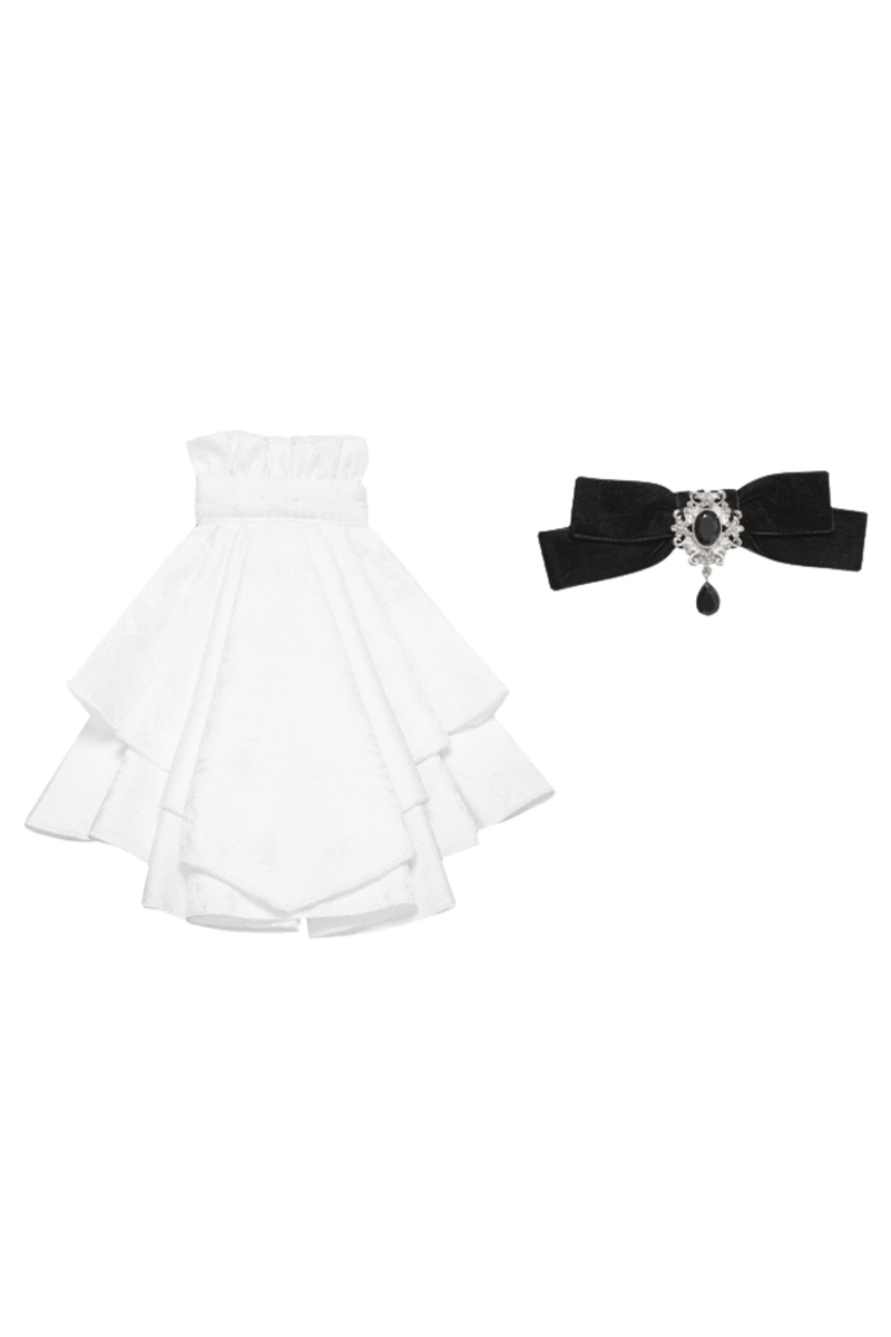 Slim Contrast Color Twin Dress + Collar + Bow + Brooch + Hat