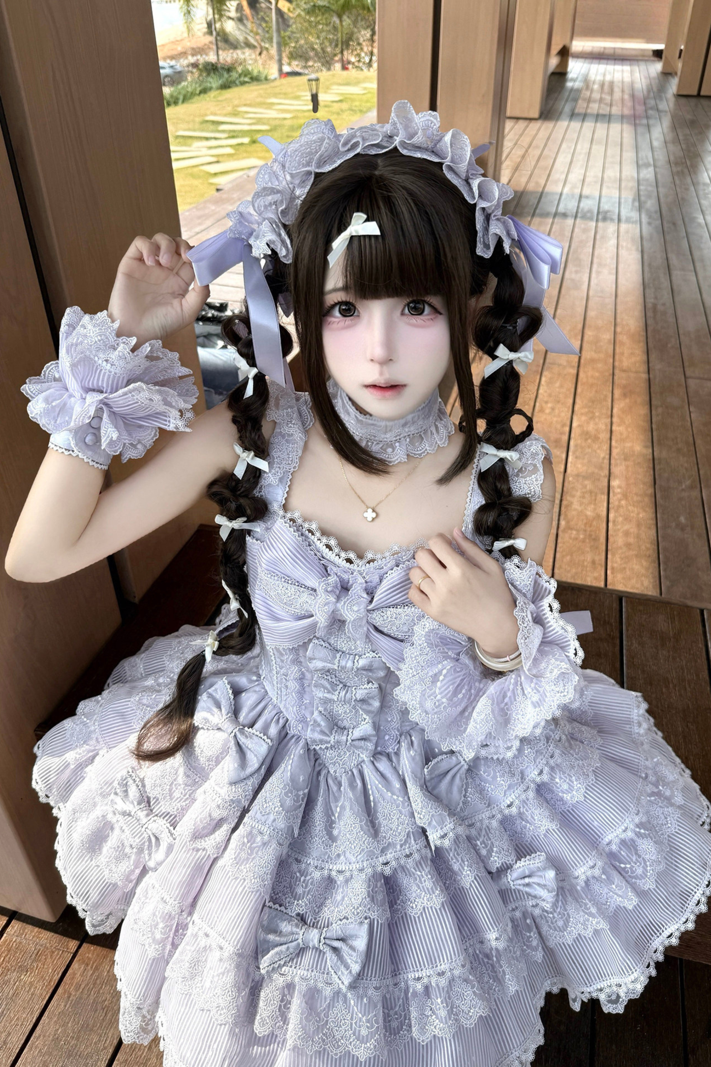 [pre-order] Princess Ballet Tiered Lolita Dress + Headband + Necklace + Sleeves + Tail