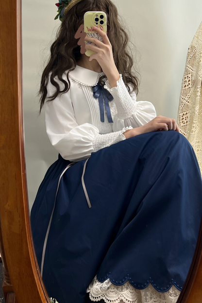 [pre-order] Retro Sweet College Shirt + High Waist Flare Skirt