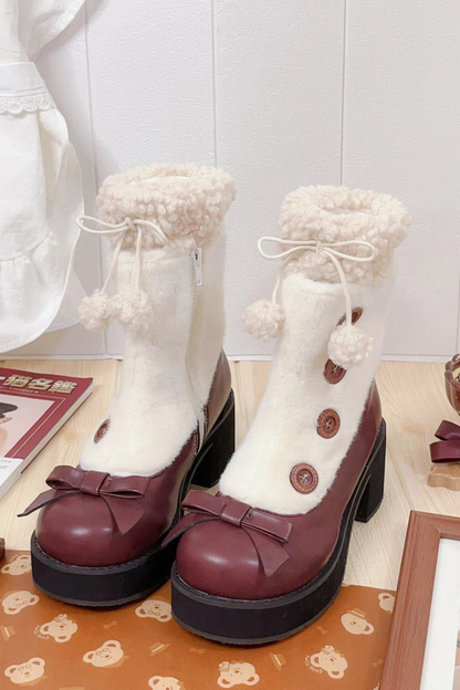 [pre-order] Retro Button Fur Socks Cover Fake Design Boots