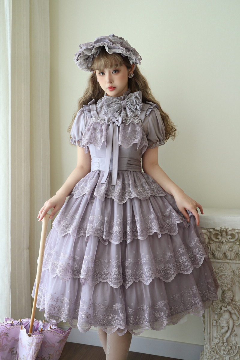 Flower Banquet Princess Sleeve Shirt + Ruffle Lolita Dress