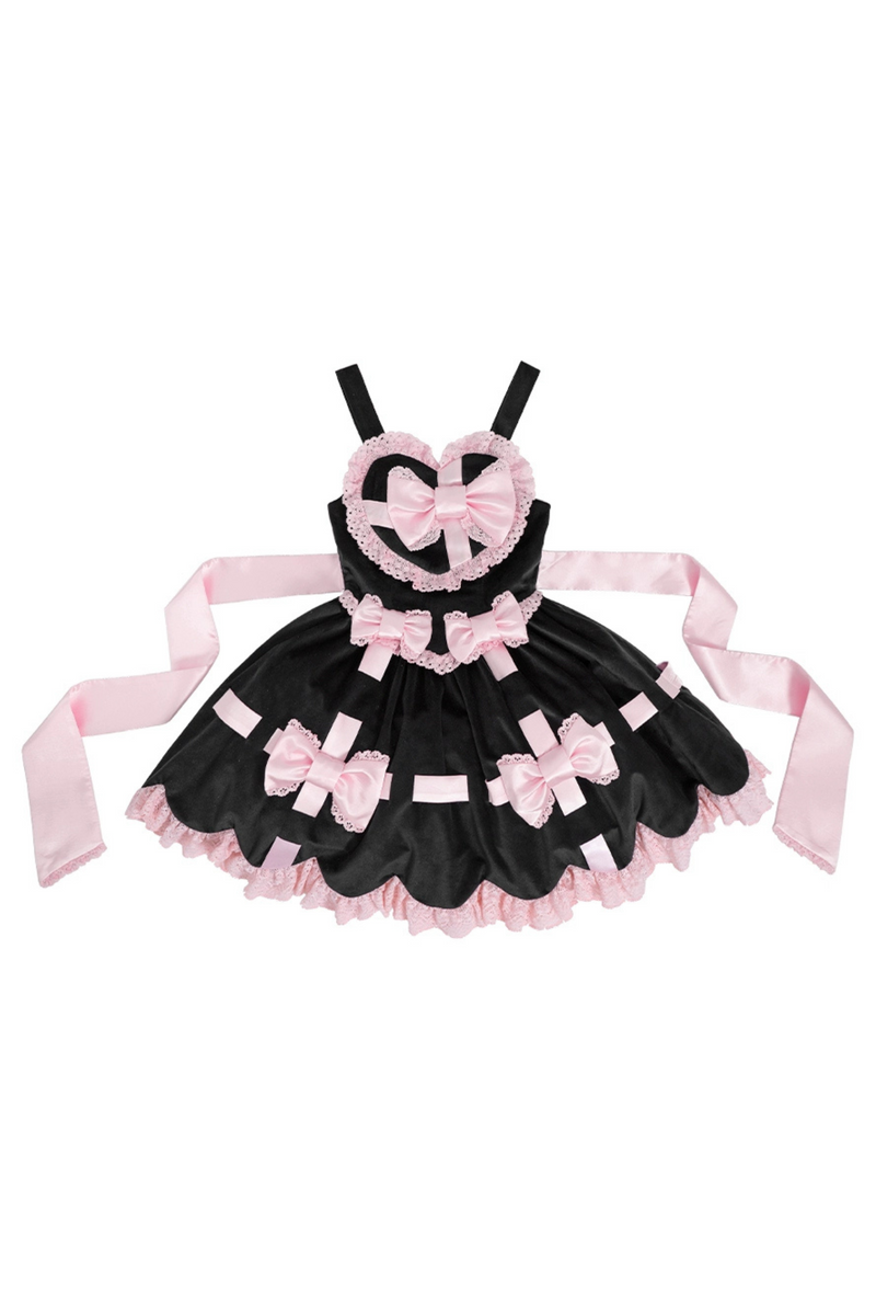 Sweetheart Lolita Suspender Skirt + Ruffle Neck Blouse + Petticoat
