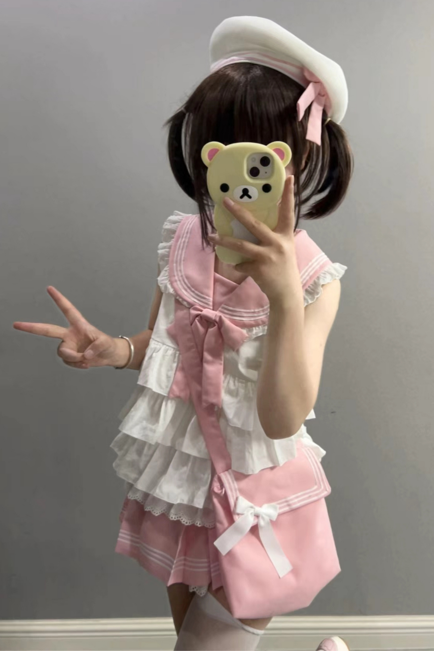 Sailor Ribbon Marine Top + Pleated Layered Skirt