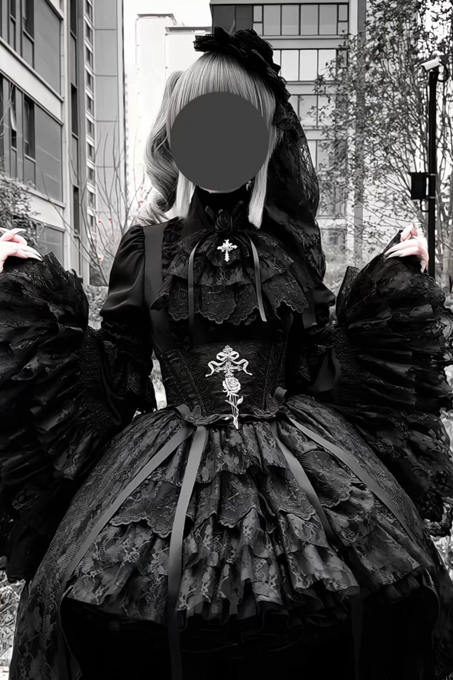 [pre-order Deadline: March 18] Dark Gothic Lolita Skirt + Shirt + Headband + Hat + Sleeve
