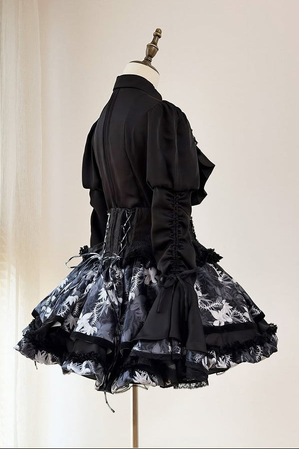 [pre-order Deadline: May 13] Bone Iris Gothic Black Ruffle Shirt + Corset Skirt + Accessories