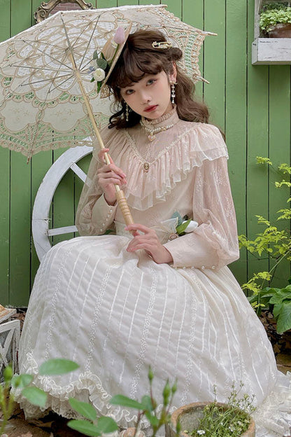 Ivory Tulip Multi-layer Ruffled Classic Lolita Skirt Dress