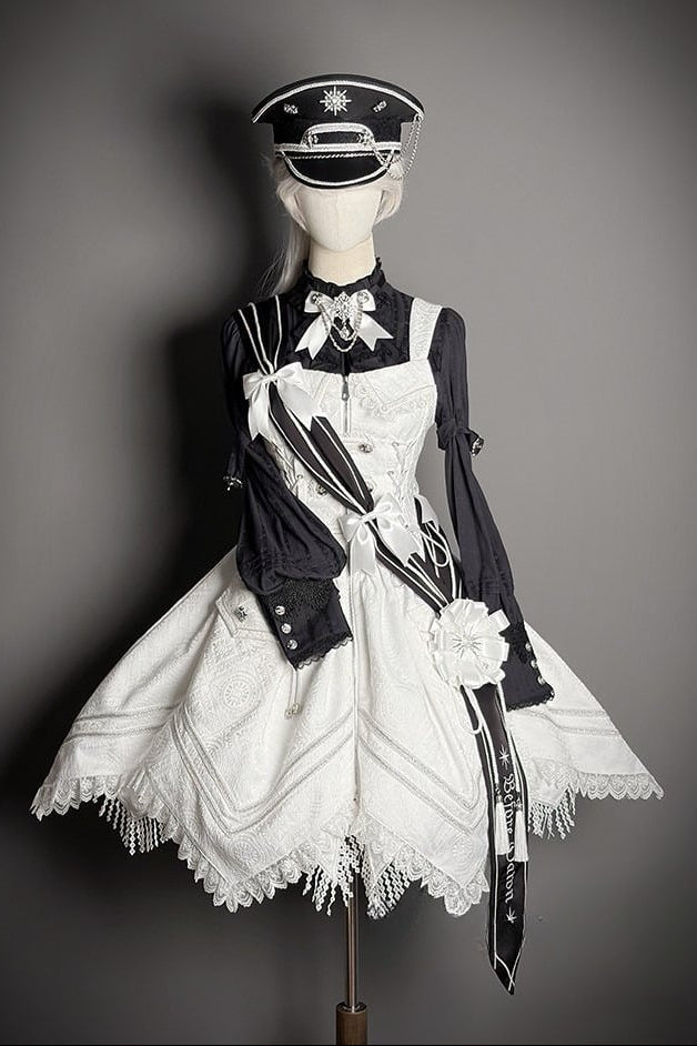 [pre-order Deadline: April 23] Dawnbreaker Gothic Jacquard Military Bustier Suspender Dress